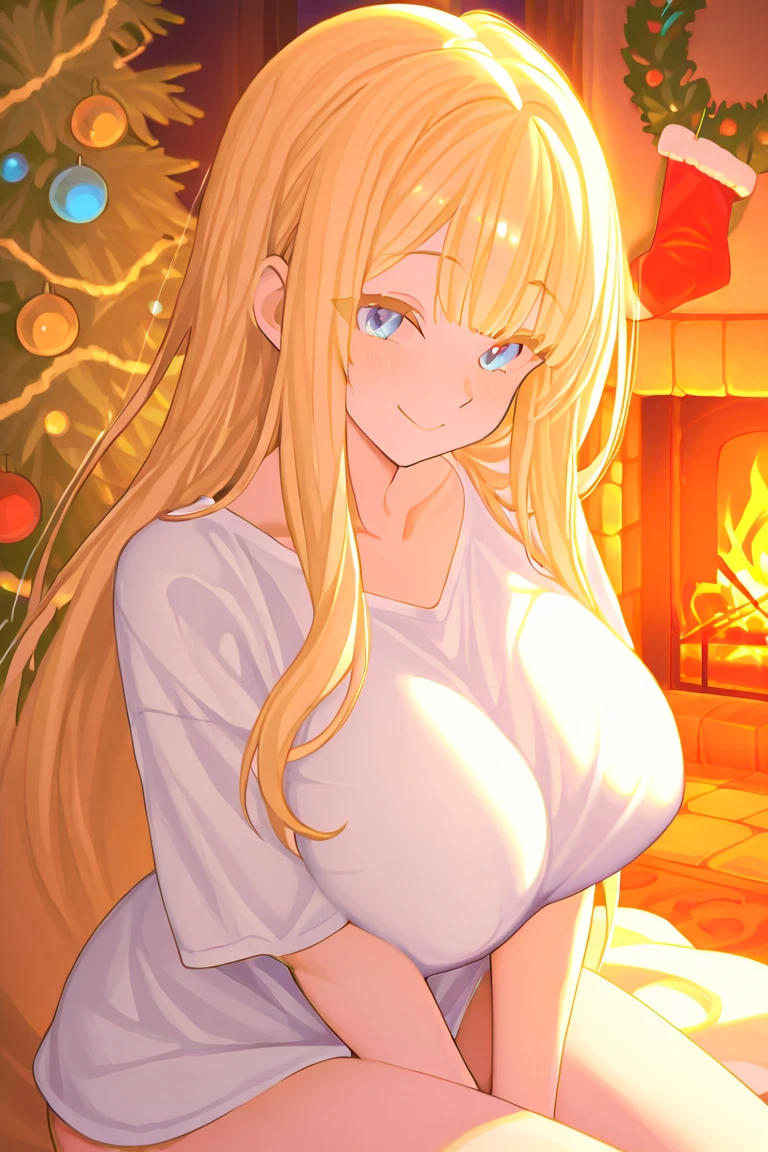 naked, big tits, christmas, yellow hair