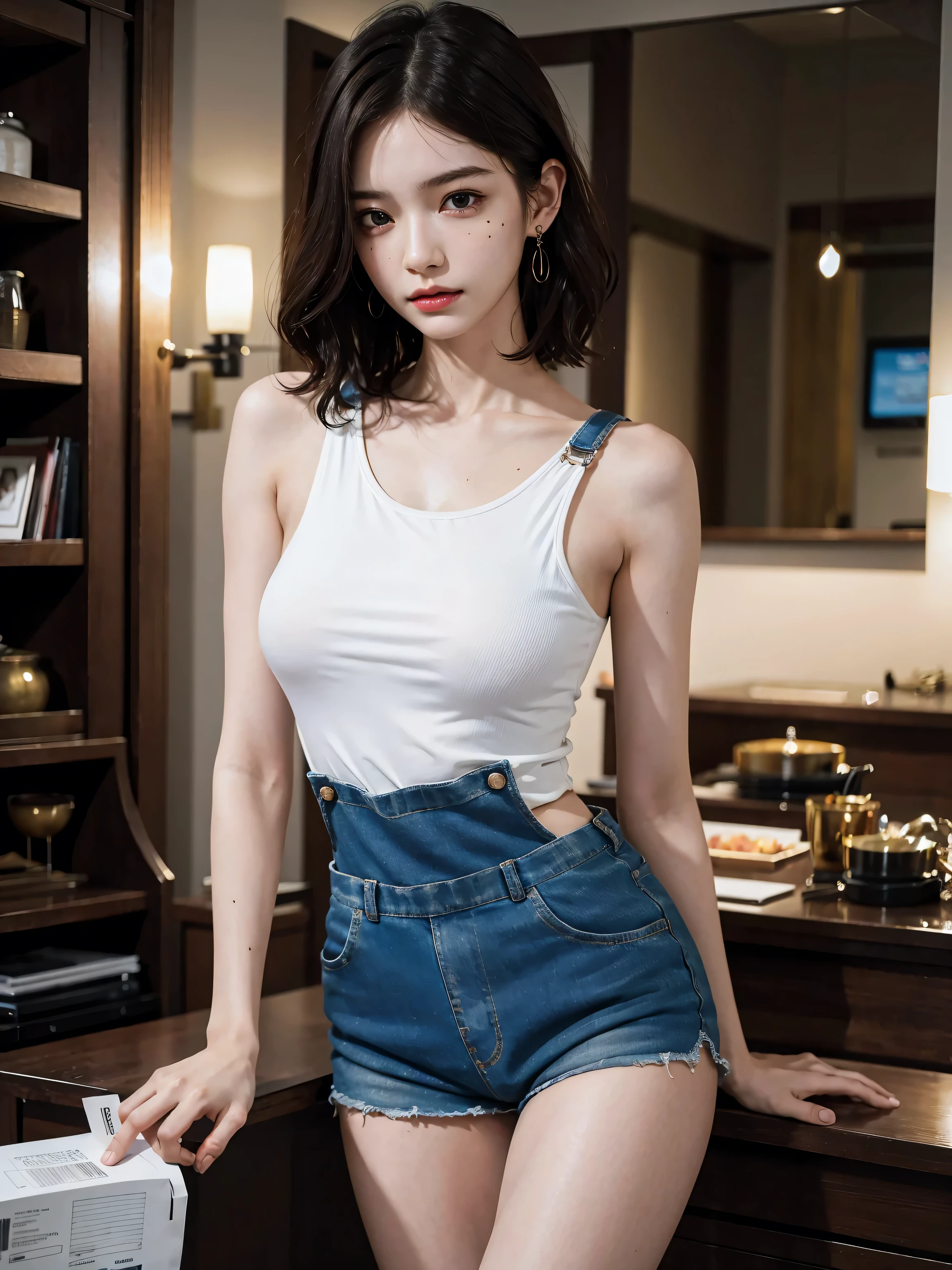 (Photorealistic:1.8, highest quality:1.8,8K masterpiece:1.8,High resolution,Mastepiece:1.8,RAW Photos,Cinematic lighting,lighting from behind,No split screen)、morning、Cafe、(A woman holding a coffee cup)、(Soryu Asuka Langley)、Knee Shot、
(Completely naked、Sunburned skin、choker、Medium chest、White Shirt、Micro short denim、Wide open chest、Beautiful thighs、Plump nipples)、Random Pause、
(Medium Hair、Beautiful, shining red, blue, white, and brown hair:1.5)、Beautiful and detailed blue eyes、Beautiful lip、Detailed correct finger、Blushing、greet、Smile