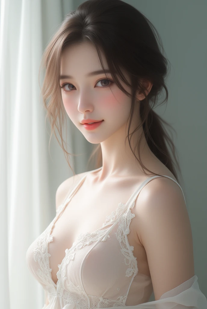 （(Girl standing in front of bookshelf in library))、((Rear view))、((look back))、(Showing his back)、Highest quality work，Actual work，Ultra Premium Graphics，8K HD CG Works，High quality graphics，High-definition CG works，10x pixels，Extremely fine detail：1.1，Advanced Technical Details：1.1 Photorealistic，Indoor lighting effects：1.5，Natural light：1.5. Light effects（virtual Light effects：1.8）,((Golden white short hair)）、（Bob Hair）, Thin eyebrows，High nose, Nice red lips, Rose Cheeks, A face with subtle makeup , Cute face, perfectly balanced face，((A woman wearing a white off-the-shoulder dress with floral patterns.)），A light-toned foundation enhances the clarity of your skin.、,((Off-the-shoulder pure white dress)). 40k, photograph, Tabletop, highest quality, Rainy background, ((1 Beautiful eyes light haired girl,  White skin, Various poses.((Medium sized breasts,:1.1)), highest quality, Tabletop, Ultra-high resolution, (Realistic:1.4), RAWphotograph, (Perfect figure), (slim:1.3), Slim abdomen, Perfect slim figure, Dynamic Pose, alone, Cold light 12000K, Very detailed facial and skin texture, Fine grain, Realistic eyes, Beautiful fine grain, (Realistic Skin), Charm, 超A high resolution, surreal, Very detailed、