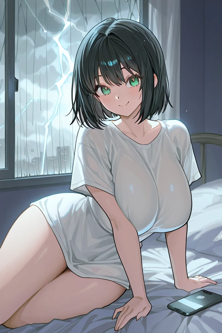himeno, himeno(Chainsaw Man), 1girl, solo, mature female, mature, Adult, black hair, short hair, eyepatch, purple panty, masturbation, vibrator, naughty face, argasm, rolling_eyes, cross-eyes, blush, aroused, in heat, steam, breath, sweat, nsfw, sexy, Villains, motion lines, speed lines, motion blur, Dark bedroom, Night, Dark, dramatic angle, unique perspective, unique angle, masterpiece, Top animation quality, Top image quality,