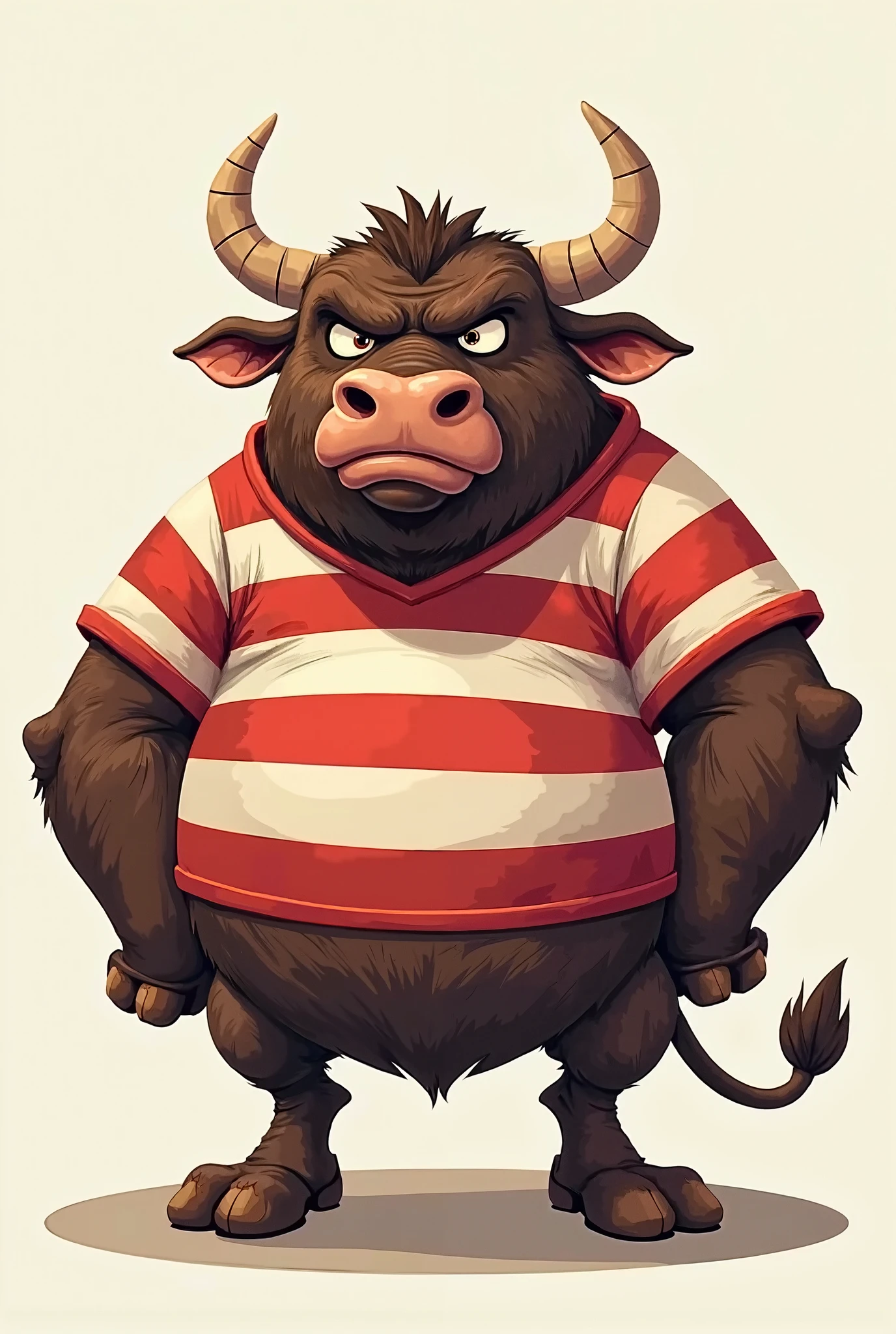 A bull man with full belly, muscular, vore, print on belly, very large penis, illustration, (best quality, 4K, high resolution, artwork:1.2), Ultra-detailed, realistic, sharp focus, vivid colors