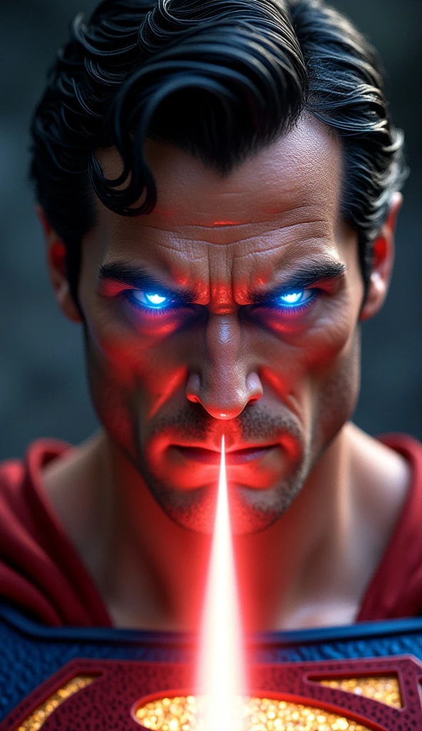 a highly detailed 3D render portrait of a powerful male superhero,marvel comics, dc comics detailed muscular physique, chiseled facial features, intense gaze, heroic pose, red and blue costume with cape, glowing energy effects, dramatic lighting, cinematic composition, hyper-realistic, 8k, unreal engine, award winning cgi, title shot