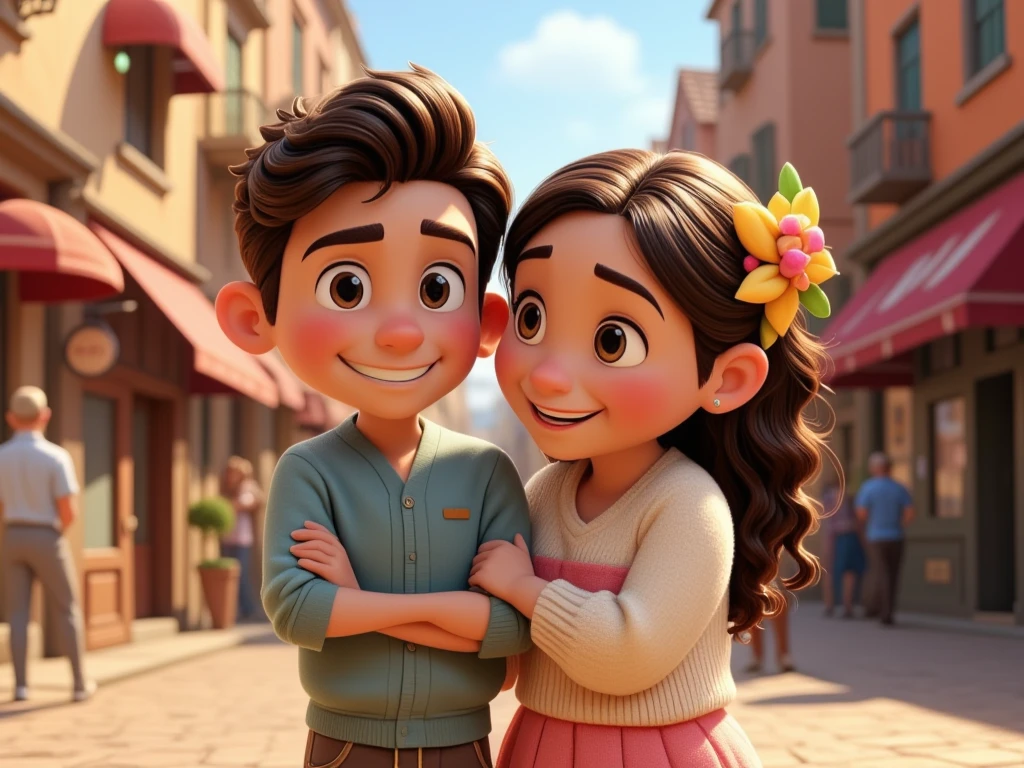 Latina girl smiling with blonde boy