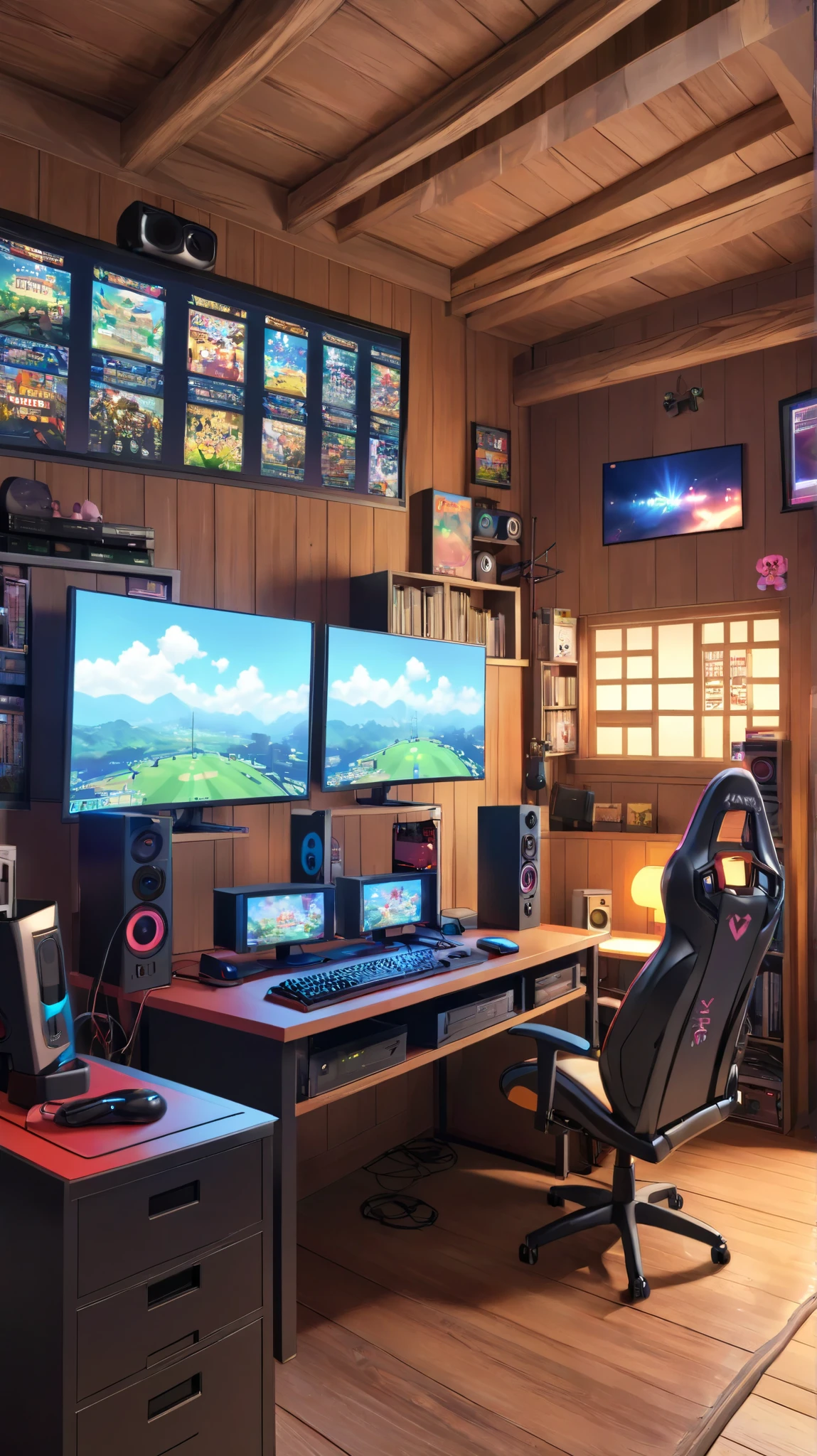 Scenery, anime,video game room, PC game , cute