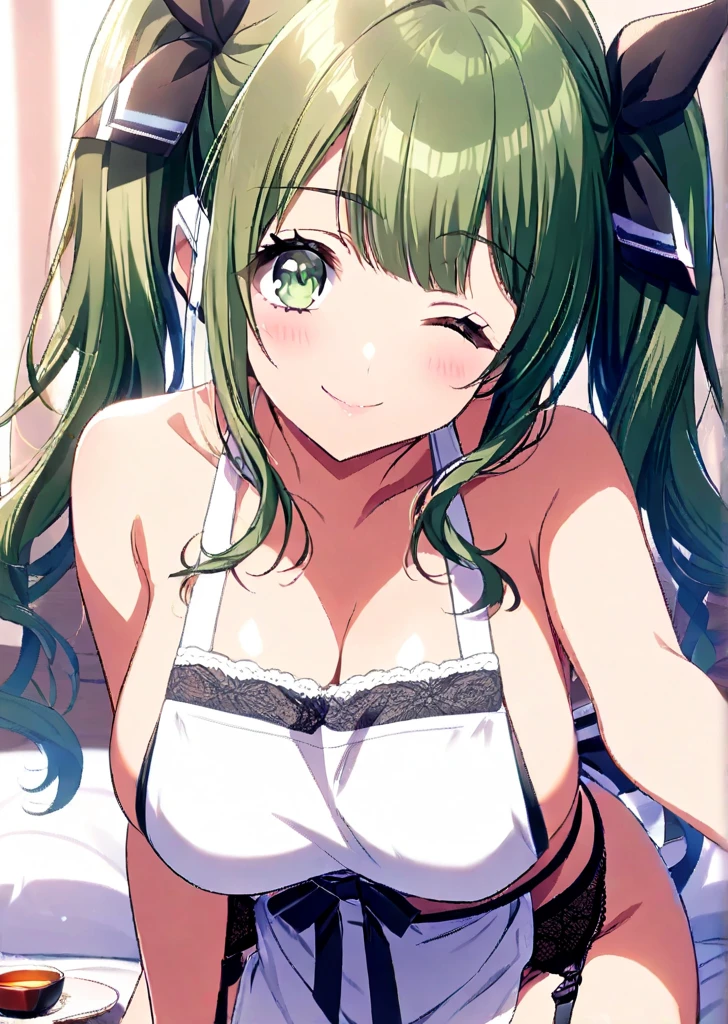 hatsune_miku absurdres highres 1girl bikini breasts green_hair long_hair looking_at_viewer micro_bikini nail navel necktie shrug_(clothing) small_breasts solo swimsuit thighhighs twintails very_long_hair white_background nipples torn_bikini