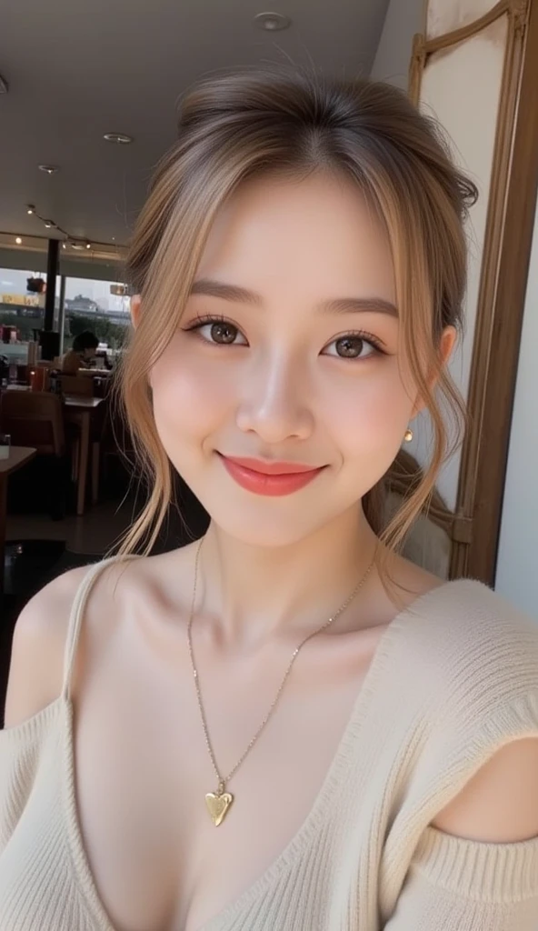 (8k, RAW photo, best quality, masterpiece:1.2), (realistic, photo-realistic:1.37),  chikajkt48, ((pureerosface_v1:0.4)),1girl, brown_eyes, brown_hair, closed_mouth, lips, long_hair, looking_at_viewer, realistic, smile, solo