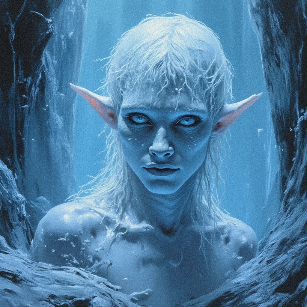 Young Elf.
He bathes in a lonely pool.
The pool is in a forest.