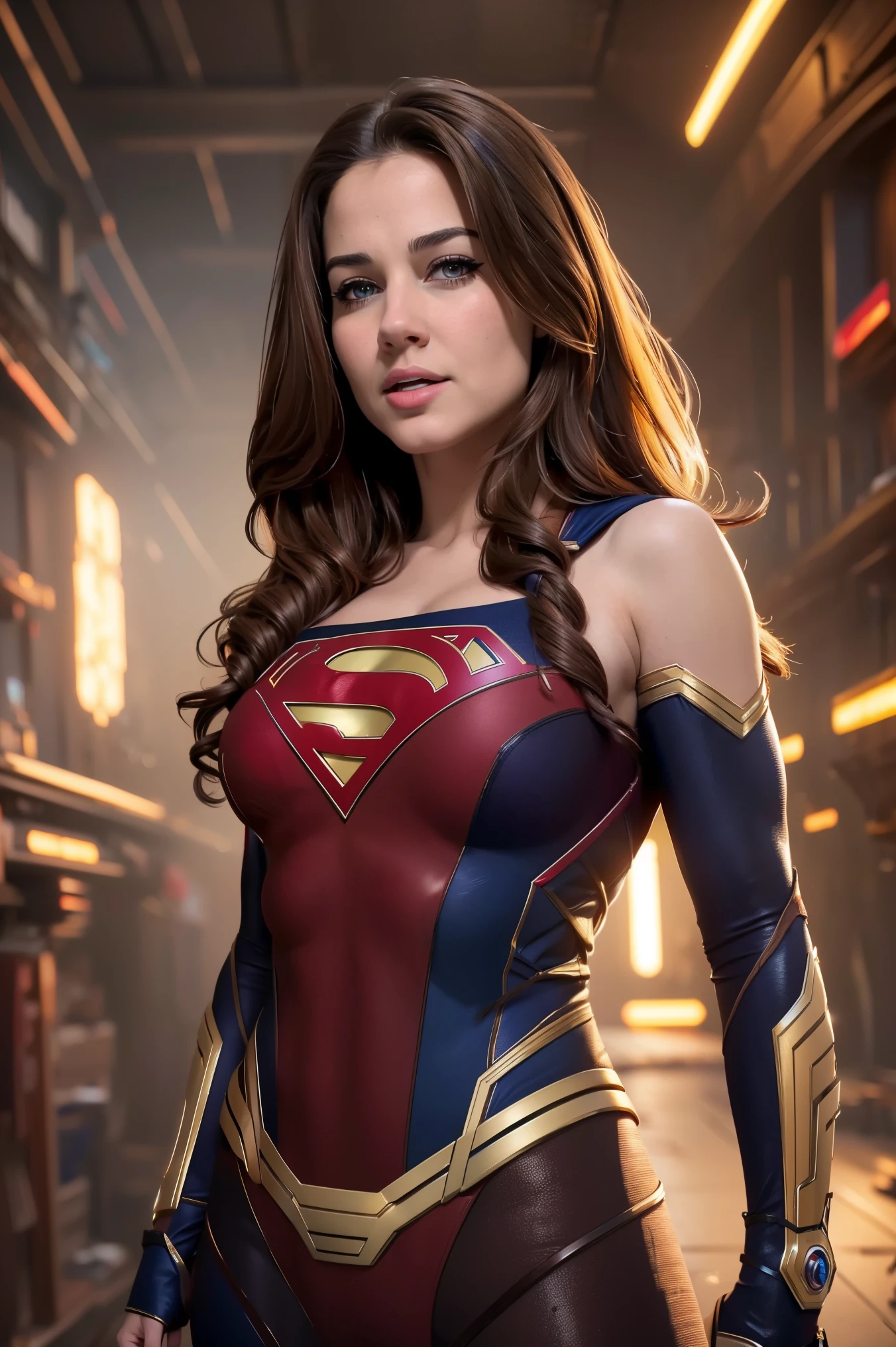 Female superhero costume inspired by musical theater