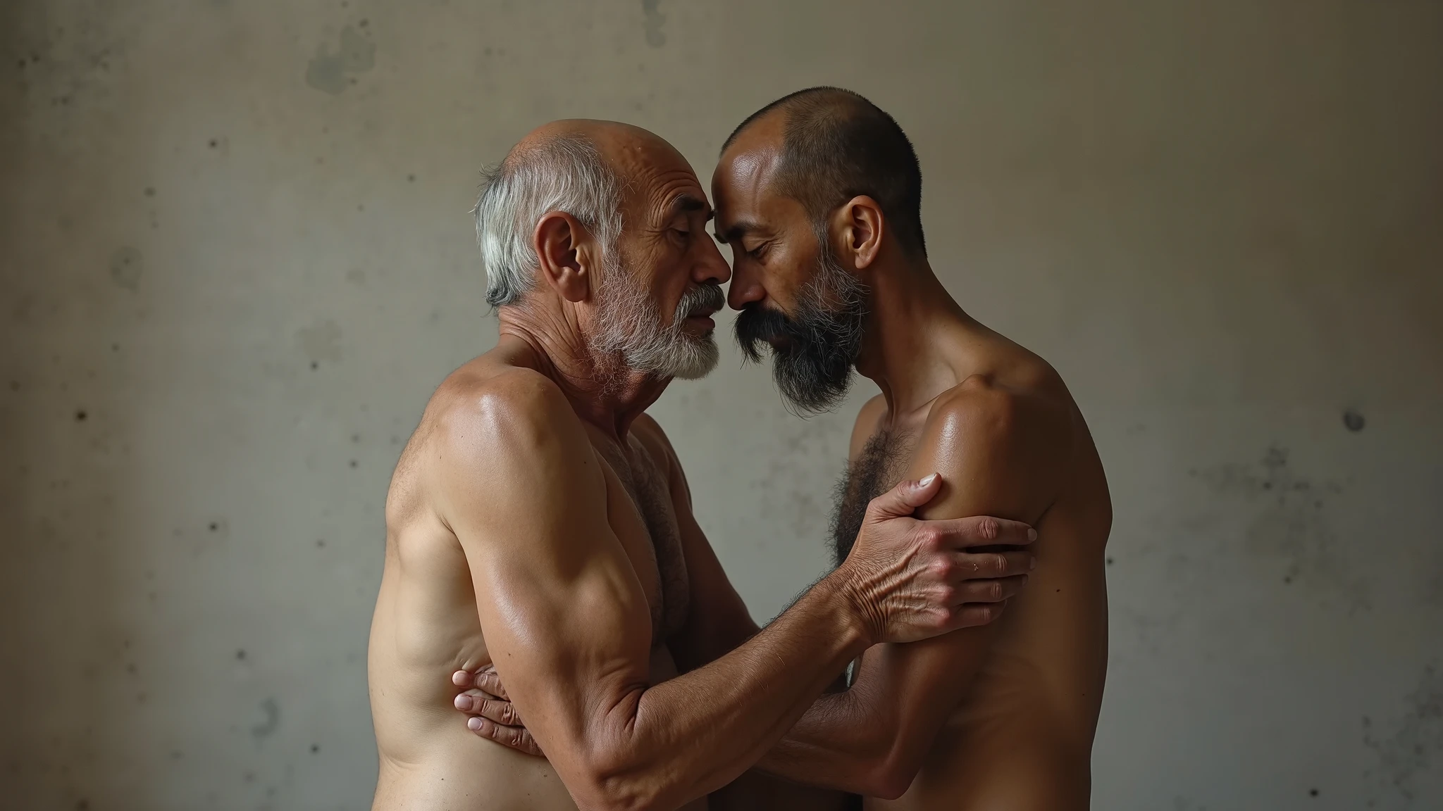 Kurdish nude woman talking with a man in village room 