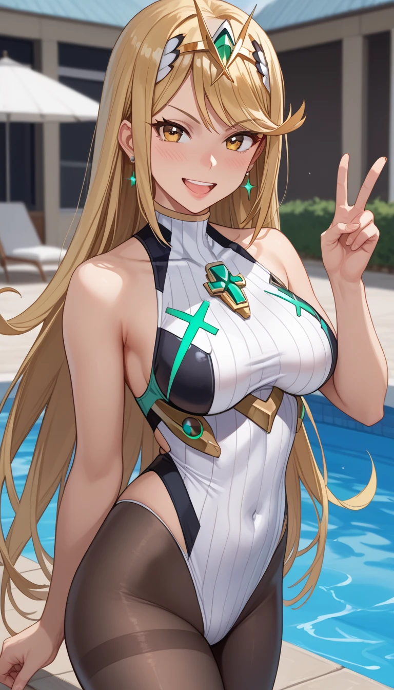 mythra \(xenoblade\), 1girl, yellow eyes, swept bangs, long hair, very long hair, ponytail,blonde hair, headpiece, tiara, earrings, chest jewel,((dark blue school swimsuit)), nsfw, (Perfect hands),(Perfect Anatomy),(masterpiece),(highest quality) ,uncensored,1 girl,((1 male )),(shota), ((short child penis)),pov,sex, ((cowgirl position)) , love , happy,squinting ,watery eyes , tearful, (show off nipple), pussy,pussy is wet,nude camel toe,(nipple),full breasts,orgasm, (trembling), embarrasse, Blushing,(creampie),cum to pussy, leaning forward, face waiting for kiss, (incoming kiss)