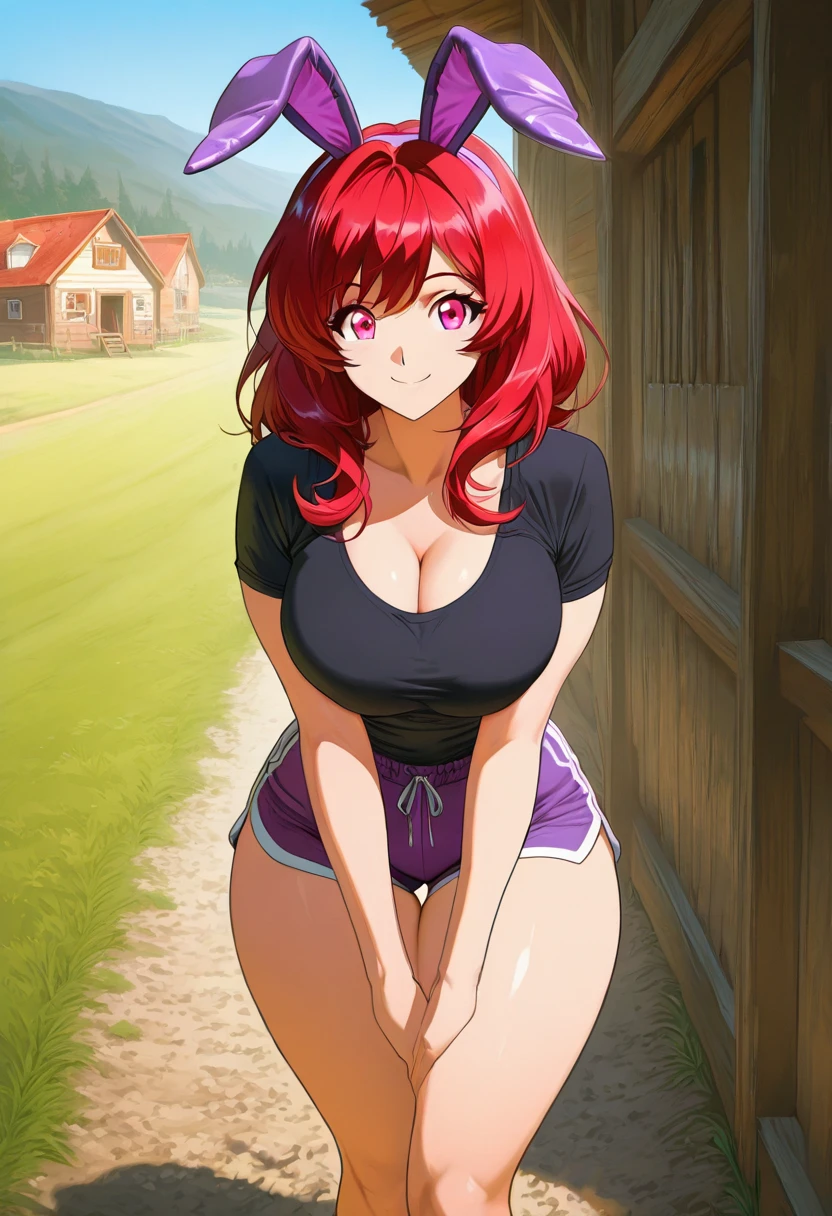 Dorohedoro Style, sexy young girl with short red hair, nude tits, no clothes, full nude body,hairy pussy, public hair