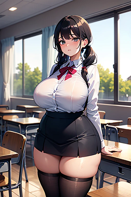 Anime-style image of a woman wearing a short skirt and glasses, hyperRealistic , a hyperRealistic , chic, Realistic , , Gwaiz, artwork in the style of Gwaiz, (SFW) Safe at Work, [ 4k digital art ]!!, Short full body portrait!,(masterpiece), (One serious civil service commissioner: 1.3), (Super thick and plump body: 1.3), (Huge breasts and buttocks)), (Small Head: 1.2), (Very small uniform)), (Shiny skin: 1.2), (A speech while crouching in the stands in the schoolyard in the morning)), {fat},1boy, penis, doggystyle, from behind, spreadassms, chubby body, fat body, short,ultra detailed, masterpiece, best quality, blush, a woman, rolling eyes, open mouth, school girl, wearing , wearing glasses, classroom, sunset, light particles, hdr, brown grey hair, midium wavy hair, shiny hair, bang, single braid, clear grey eyes, Smiling Kiss, Tongue Out, アニメ ,orgasm face, sexual climax, bitch, back shot, back view, low angle, from below, back view, arched back, looking back, all fours, chubby body, BIG ASS , saliva, BBW, slender waist, anal, seiza, hands on head,white eyes, Hand Drawn, Showing Ass, Bobcut, Knee socks, (Super thick and plump body: 1.3), Butt sticking out, Close your legs, seiza, spread legs, pleated skirt, Stretch your arms back, long pleated skirt, I can&#39;t see your butt, Buttocks hide, Arms folded behind back, Super big butt, Awesome numbness , Plump , Chubby, Butt sticking out,