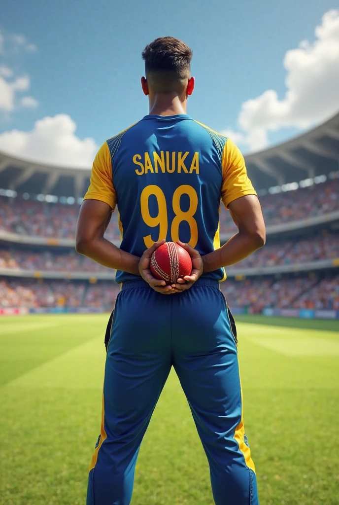 Base model of a handsome indian man, in the stadium, homoerotic, masterpiece, , handsome face, posing for photo shoot, ultra HD, 16k resolution, handsome face, beautiful eyes, messy hair, he is a cricket player, (wearing indian cricket team Jersey), penis