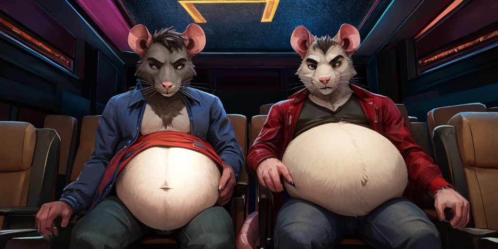 solo, rat, three identical heads on one body, gray fur, bald, beards, rat ears, rat tail, masculine, necks, eyes, nipple piercing, ear piercing, prince albert piercing, adult, male, 50 years old, stylized 3d, by disney, by rembrandt, by pixar, by dramamine, overweight, fat, flabby, dadbod, chubby, big belly, rave background, dancing crowd, nude, flaccid penis, hairy testicles, big nipples, correct hands, correct anatomy, ultradetailed, best quality, detailed masterpiece, highly detailed masterpiece, 4k, professional cartoon, detailed pose, detailed expressions, laughing, annoyed, shouting, dancing