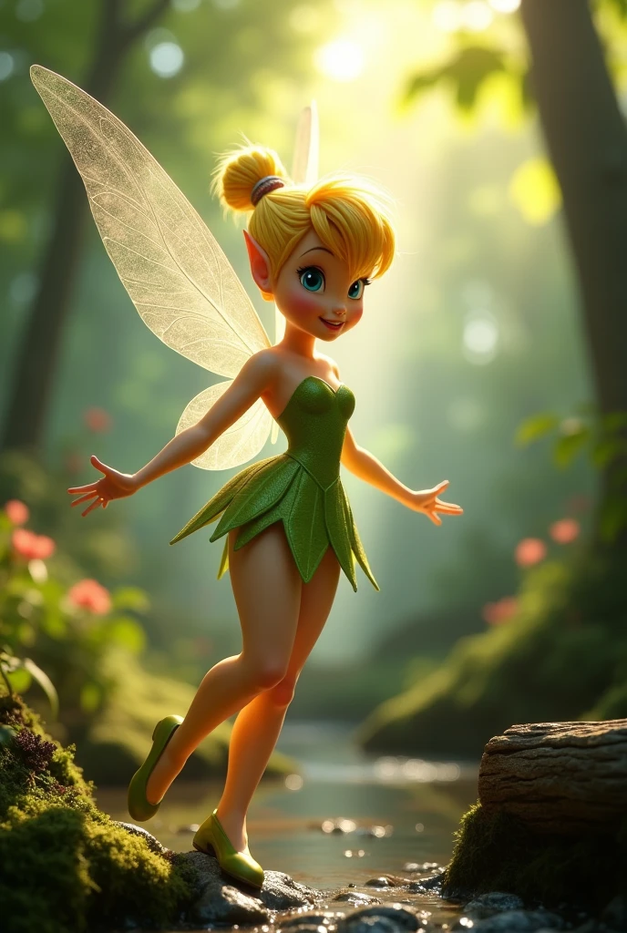 A professional shot of a TinkerbellBaby walk in the infront  