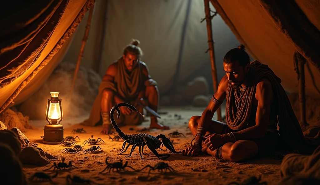 a group of primitive humans, one holding a knife, cutting meat from a dead sleep t-rex. Tilt shift photography. , detailed anatomy, detailed clothing, intricate details, highly detailed, award winning, masterpiece, 8k, photorealistic, dramatic lighting, moody atmosphere, earthy tones, gritty texture, rugged, realistic, cinematic.