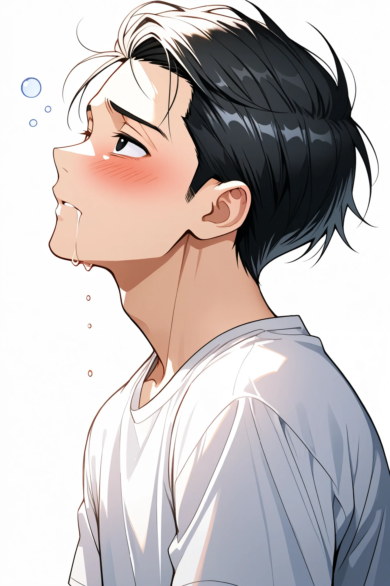 scared has tears in his eyescute 19 year old boy silver hair gray eyes