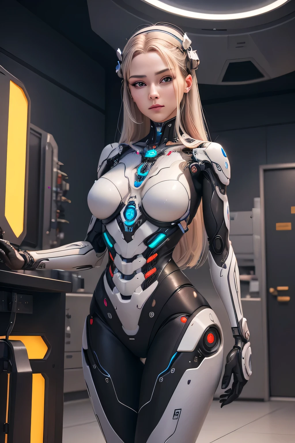 (((Young Woman))), ((Best Quality)), ((masutepiece)), (Detailed: 1.4), (Absurd), 19-year-old woman with Simon Bisley-style micro thong, Genesis evangelion neon style clothing, 2-piece clothing, Long white hair, arm tatoo, cybernetic hands, pastel, Centered, scale to fit the dimensions, nffsw (High dynamic range),Ray tracing,NVIDIA RTX,Hyper-Resolution,Unreal 5,Subsurface Dispersion, PBR Texture, Post-processing, Anisotropy Filtering, depth of fields, Maximum clarity and sharpness, Multilayer textures, Albedo and specular maps, Surface Shading, accurate simulation of light and material interactions, Perfect proportions, Octane Render, Two-tone lighting, Wide aperture, Low ISO, White Balance, thirds rule, 8K Raw, Crysisnanosuit