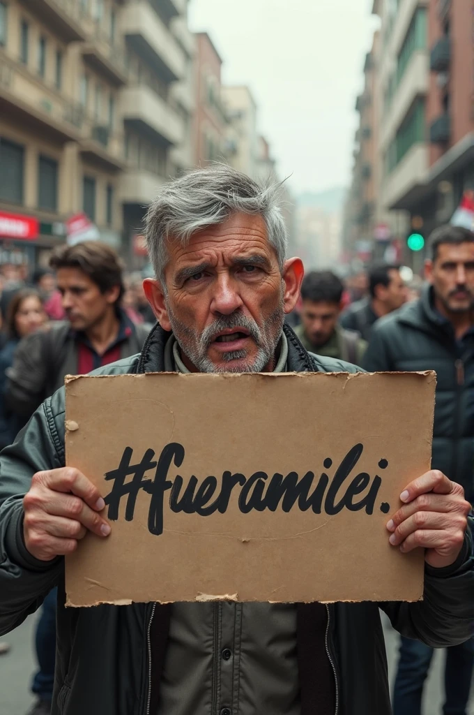 More than 100 old people. Men and woman. They carry a big message that says"
: "Fuera Petro"