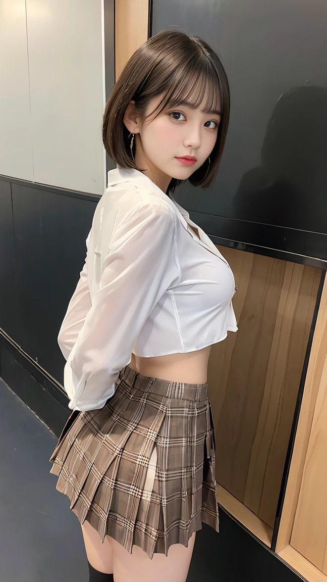 Classroom, girl crucified on blackboard, arms spread horizontally, Christ pose, (remote_play), (remote_tremble), olchan-6500-v1.1, Pyros face_v1, Best quality, Masterpiece, Shape, (Realistic, Photo realistic:1.37), Amazing, Detailed, Change settings Absurd, Large file size, Highly detailed, High resolution, Highly detailed CG Unity 8k wallpaper, Ray tracing, Browsing caution, 1 woman, Japanese, 19-year-old girl, (Dark blonde medium wave hairstyle that falls over one eye. Bangs are slicked back.:1.3), (Slender body), (OL, Secretary, White collared shirt, Micro mini skirt), (Blushing:1.4), (Cleavage), Eyes closed, Witness an individual who is overwhelmed by the intense stimulation caused by a powerful vibrating device. A jolt of pleasure or surprise causes her to instinctively twist, her body responding to the electrical vibrations, her eyes closed and mouth open, her expression a mixture of joy and sadness, surprise, and a hint of vulnerability. The energy of the scene is palpable, and the viewer is invited to share in the thrilling experience on this theme, red collar, slavery, shackles