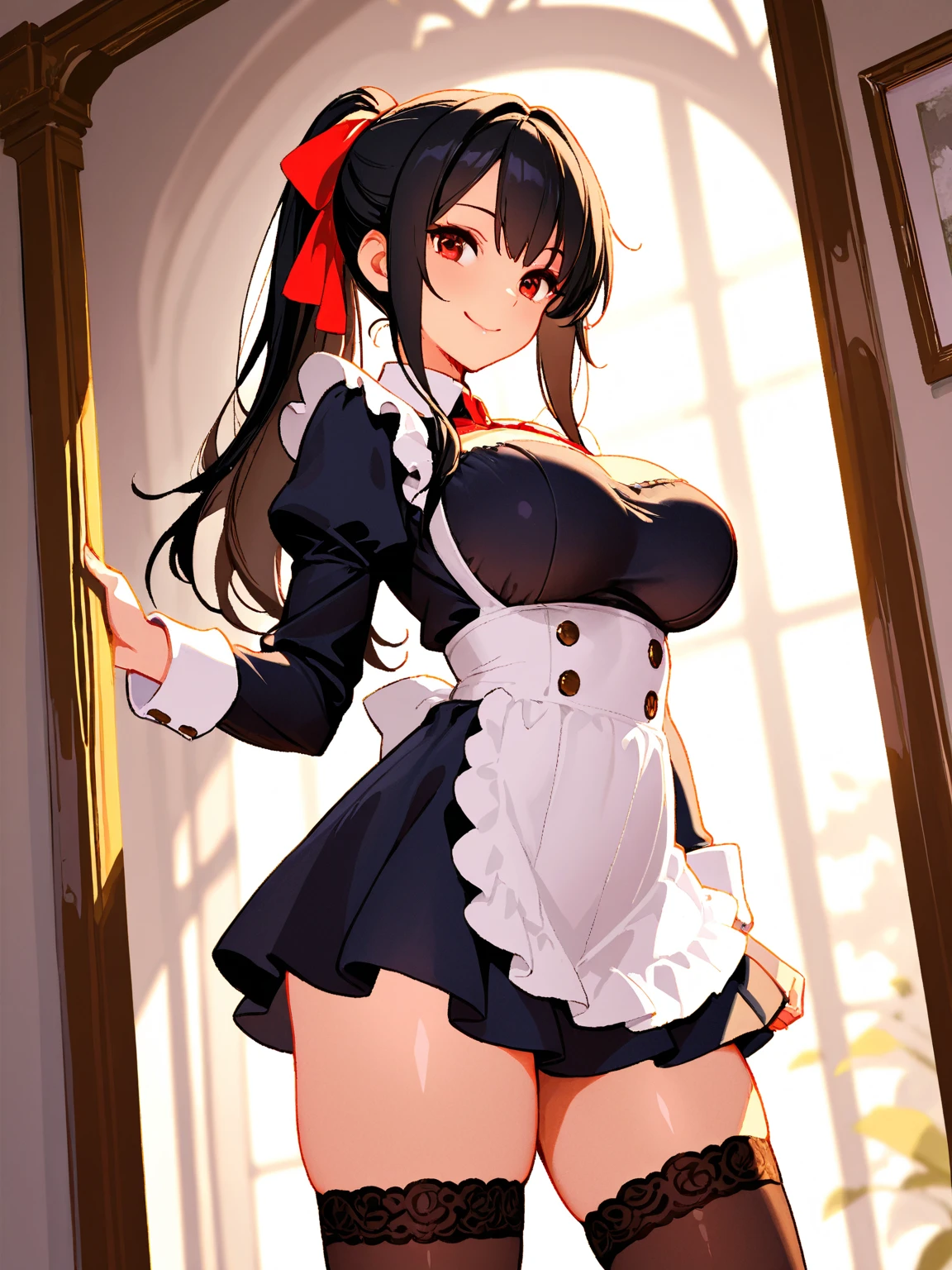 girl, Sweat, steam, (((Large Breasts、Low-cut,Cleavage, Wide hips,)))((Long legs)),, Shy, Detailed hands, Shy, A faint smile,
