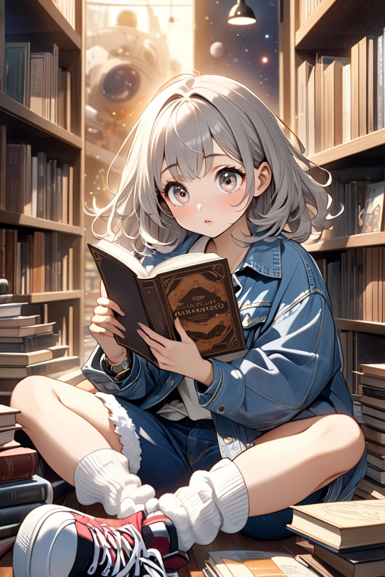 (masterpiece, best quality:1.3), 1 girl, solo, teenager,(top quality eyes:1.3),A 15-year-old girl with light brown hair is relaxing in her living room at home. She is sitting backwards on the sofa, with soft sunlight streaming through the window gently illuminating her face. Her eyes are a soft green, and a simple silver pendant gleams around her neck. She has a relaxed smile, holding her favorite book in her hands.