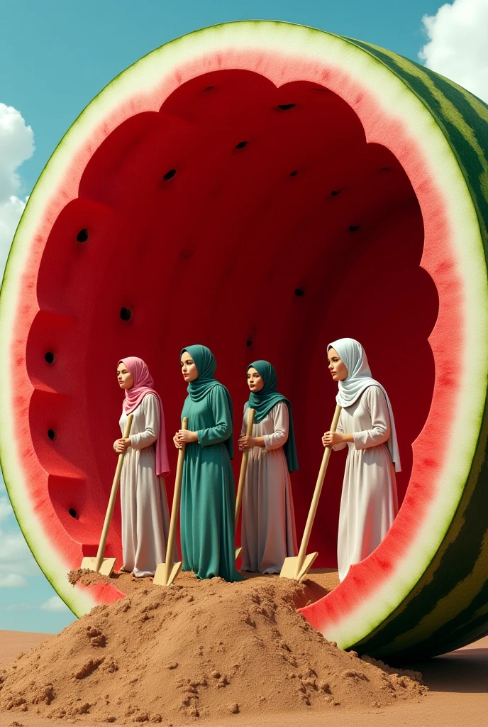 Human demonstration with watermelon signs for the sake of Palestine, with hijab women’s 