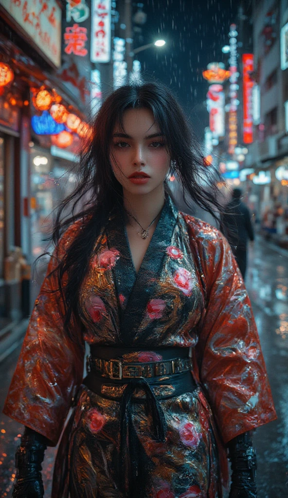 １ female、((着物を着たfemaleが雨の降った街を歩いている))、(( ?????、full body姿、 angle pointing to ????? from below))Extreme realism:1.21, (8k,realistic,RAW photo,top quality:1.4),high resolution photos covering the ?????:1.21, high quality photo:1.21, High Realism :1.21, ( HD face ), (top quality:1.37), 32K resolution,   High Dynamic Range  :1.5,  very well detailed:1.5,  hyperrealism:1.5,  huge file size  :1.5, (masterpiece:1.21), noise reduction:1.5, realistic:1.5, RAW photo:1.5,  ultra detail、portrait、hyper realistic:1.harp concentration:1.4、 attention to detail, 美しい日本人female , 美しいfemale、double eyelids in the bath ,The face is very realistic、  shiny skin、 Extremely realistic Skin 、Ultra High Resolution, (((pink&Gray hair color,   enhances hair color ))), (( Cinema Lighting,Fisedelic ,graffiti art、 night ))、 ((fishnet tights)) ,((( panties、micro panties、low rise、 beautiful legs:1.5、???????????、?????)))、Gothic Makeup、(((full body:2.5)))