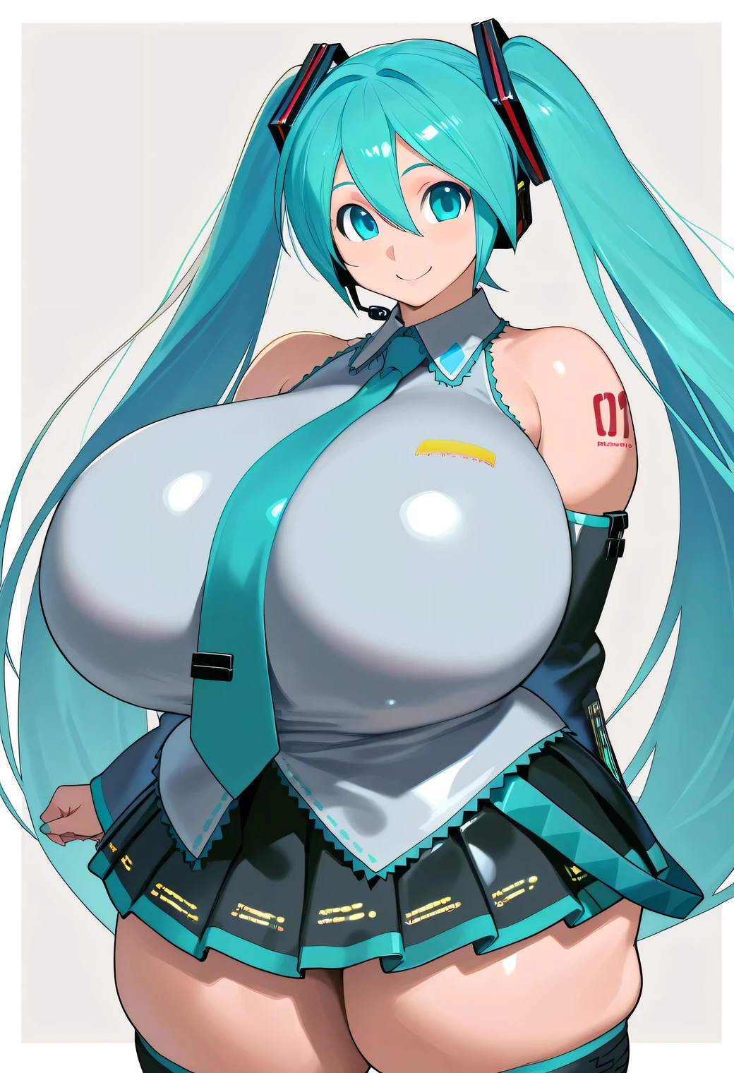 masterpiece, Highest quality,One girl, Hatsune Miku, Huge breasts, Huge breasts, Huge breasts, Huge breasts, Huge breasts, Huge breasts, Huge breasts