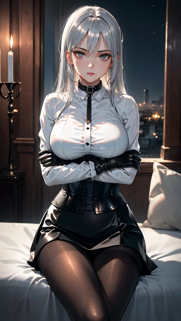 highest quality、(real、photorealistic:1.4)、(RAW photo:1.2,(Curve,Model,glamor:1.5),Beautiful breasts,(from below:1.2),(from side:0.9), ((Face)), (Close-Up:0.4), ((looking at viewer, holding a cup of coffee)), highest quality、(real、photorealistic:1.4)、(RAW photo:1.2),highest quality，(masterpiece)，(((Whole body image)))，(a 18yo girl)， (Highly detailed face),Slightly round face, (Tan brown face:1.0), Boyish beauties, beautiful face, Beautiful lips，Baby Face,（Big eyes),((black,hair,long pony tail hair)),thin pubic hair,cute,lovely,(strong silver hair:1.2),(blunt bangs),(Brown skin:1.0),(Military uniform, bulletproof jacket),nice companion,delicate body、thin legs,beautiful black dress,black gloves, black thighhighs, white panties,(double breasted,under bust:1.2)in the kitchen Woman in survival mode，Sexy thighs，Heat，Sweat heavily，Tropical forests，During a break，sit cross-legged on the ground,The way the light shines is beautiful, Beautiful buttocks,(with sparkling eyes and a contagious smile),little open mouth,black suspenders,Bulging big,breasts,walls: Black miniskirt,garters,Gaze,Small face,bangss,holster,Beautuful Women,hands up,leg holster,Gaze,black boots panty shot, provocation,flank,flank sweat soio,arm,,narrow waist,(with sparkling eyes and a contagious smile),her thin pubic hair, looking at viewer, pose muy sexy"
