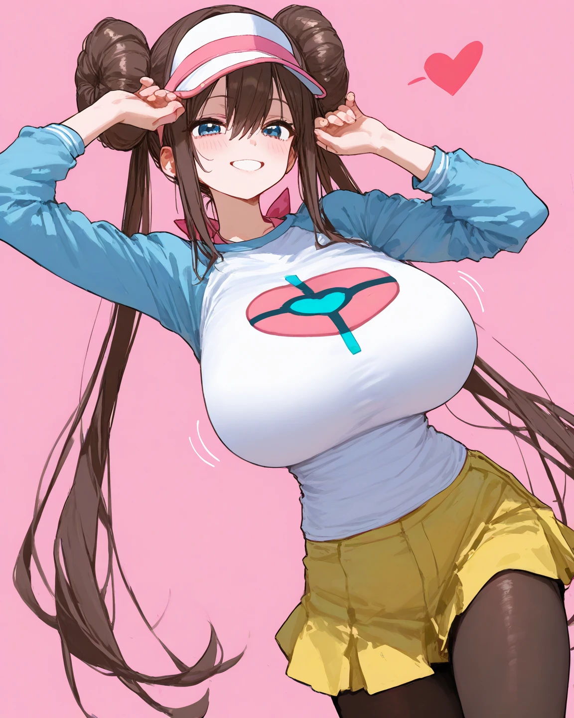 Erotic、tall、Big Breasts、Pokemon May「Rose」、Brown hair twin tails bun、Amitants Pink line、Evil female executive、sexy、Evil smirk face、Lightly open your mouth、tall、adult、lure、Alluring、Pitch black background、Dark bedroom at night、Straddle