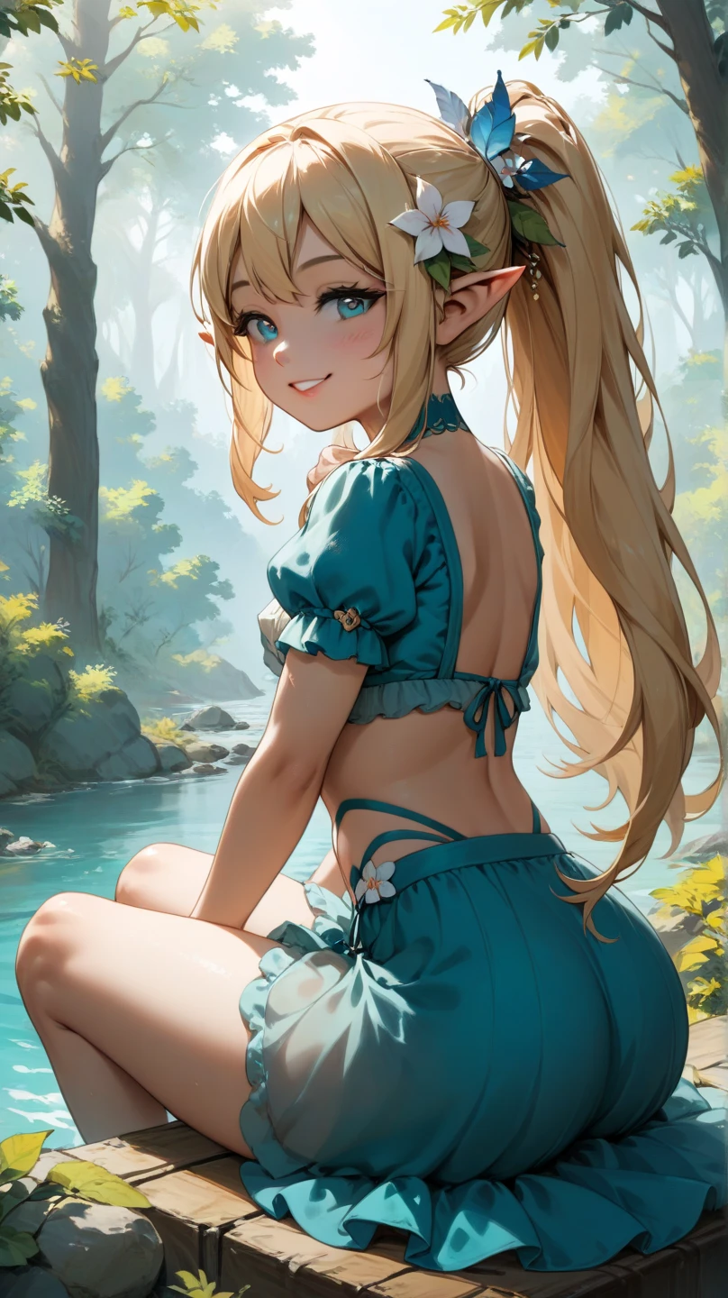 ((best quality)), ((masterpiece)), (detailed), 1girl, (big forhead:1.2),extremely detailed cute anime face, (((flat chest))), (flat chest:1.1),((((long twin braids,tight braids,long braid,braided hair,long hair)))),intricate eyes,beautiful detailed eyes,symmetrical eyes,(((detailed face))),beautiful detailed lips, looking at this, (((embarrassed))),(((horrified expression))),((panic)),((crying)),highres,(best quality),(ultra detailed,extremely detailed),perfect face details, ((masterpiece:1.4, best quality))+, (ultra detailed)+, long twintails, cute girl, (flat chest:1.1), small breasts, slim body, skinny, (((narrow hips))), prominent collarbones, skinny arms, flat stomach, visible hip bones, long hair, red hair, white hair, blonde hair, dark hair, ponytail, thick ponytail, heavy ponytail, small breasts, perfect face, small breasts (flat chest:1.1), NSFW, Detailed body,Full limbs, (from behind), (turning), ((front facing)), NSFW, (flat chest:1.1), ((wild environment, jungle, nature))