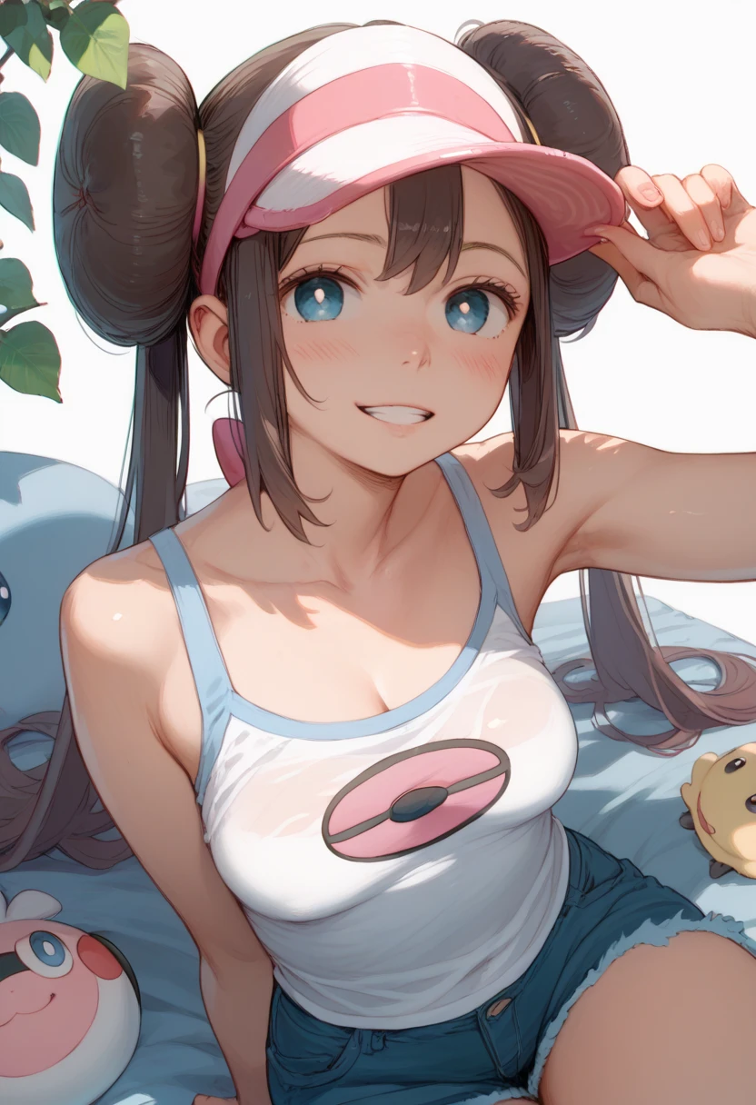 pokémo、big tits milf、big tits milf、big tits milf、RO1、bun hair、blue eyes、twin tails、visor cap、(((aloha shirt)))+++、(((aloha shirt)))+++、(((aloha shirt)))+++、(((aloha shirt)))+++、watch、middle breast、Are standing、cowboy shot、beach、smile、with both hands holding a large towel