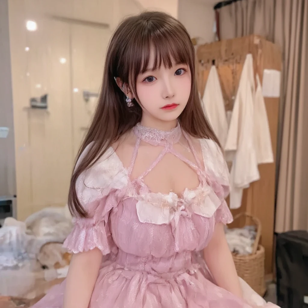 Beautiful little princess is wearing a dress, Stand on the marble staircase at the entrance to the palace, Gaze at flying dragons in the distant sky.huge tit