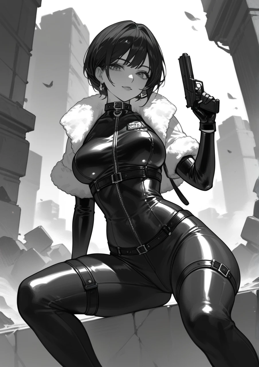 character concept art, cute pose, kawai, 1girl, fair skin, Yusuke Murata art style, girl alone, short hair, black hair, blue eyes, anime girl with tattoos on right arm, anime digital art, beautiful anime girl, female anime girl, anime art, muscular!, big oppai, Ilya Kuvshinov, anime badass 8k, anime art, cuberpunk hair, very attractive, gothic,  blue vampire eyes, beautiful face, ( smile sweat on face, sweat on hair, projectile sweat :1.3 ), short black hair, perfect body, fit body, abdomen, large breasts, chubby butt, prancing ass, prancing butt, gothic clothes, cyberpunk clothes, vampire clothes, muscular, simple background with the moon, pale skin, vampire, face with cute expression, sensual body, with power in the hands,