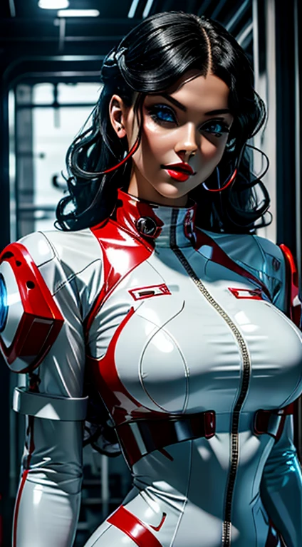 SPIRIT, masterpiece, ultra fine photo,, best quality, Ultra high resolution, photorealestic, sun light, full body portrait, breathtakingly beautiful,, dynamic poses, tender face, shining eyes, (side view) , She wears a futuristic Iron Man mech, Red and gold color scheme, Very detailed background of an abandoned warehouse, detailed face, more detailed and complex, busy background, messy, beautiful, Milky white, highly detailed skin, Realistic Skin Detail, Visible pores , keen focus, volumetric fog, 8K UHD, DSLR Camera, good quality, film grain, light skin, Photo-realism, Lomographie, sprawling metropolis in a futuristic dystopia, bottom view, Translucent