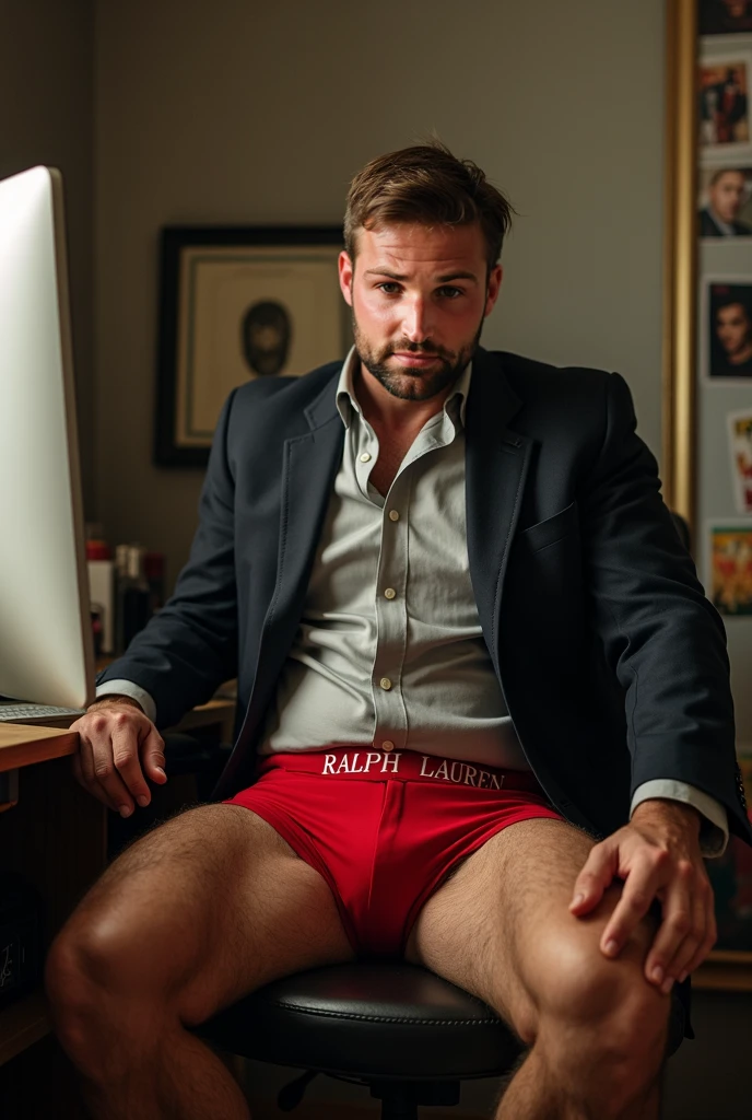 chris evans in boxershorts tied to a chair with big ropes