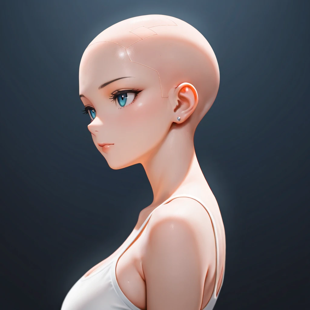 Girl shavehead beautifull, perfect body, nude, (((((bald head smooth))))), perfect nose, hentai