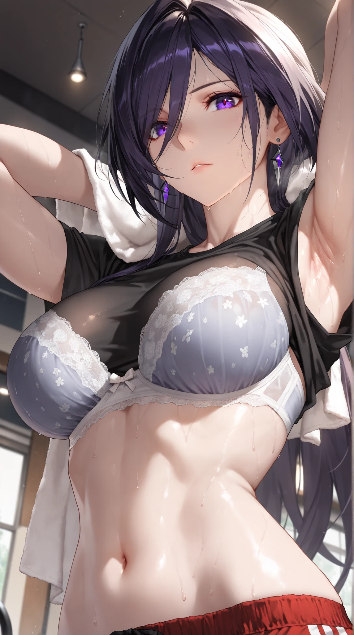 Mature、Black hair straight、short hair、Remove eye highlights、Blushing、Open your mouth、Spread your legs、yukata、Show your breasts、Sweaty、Take off underwear