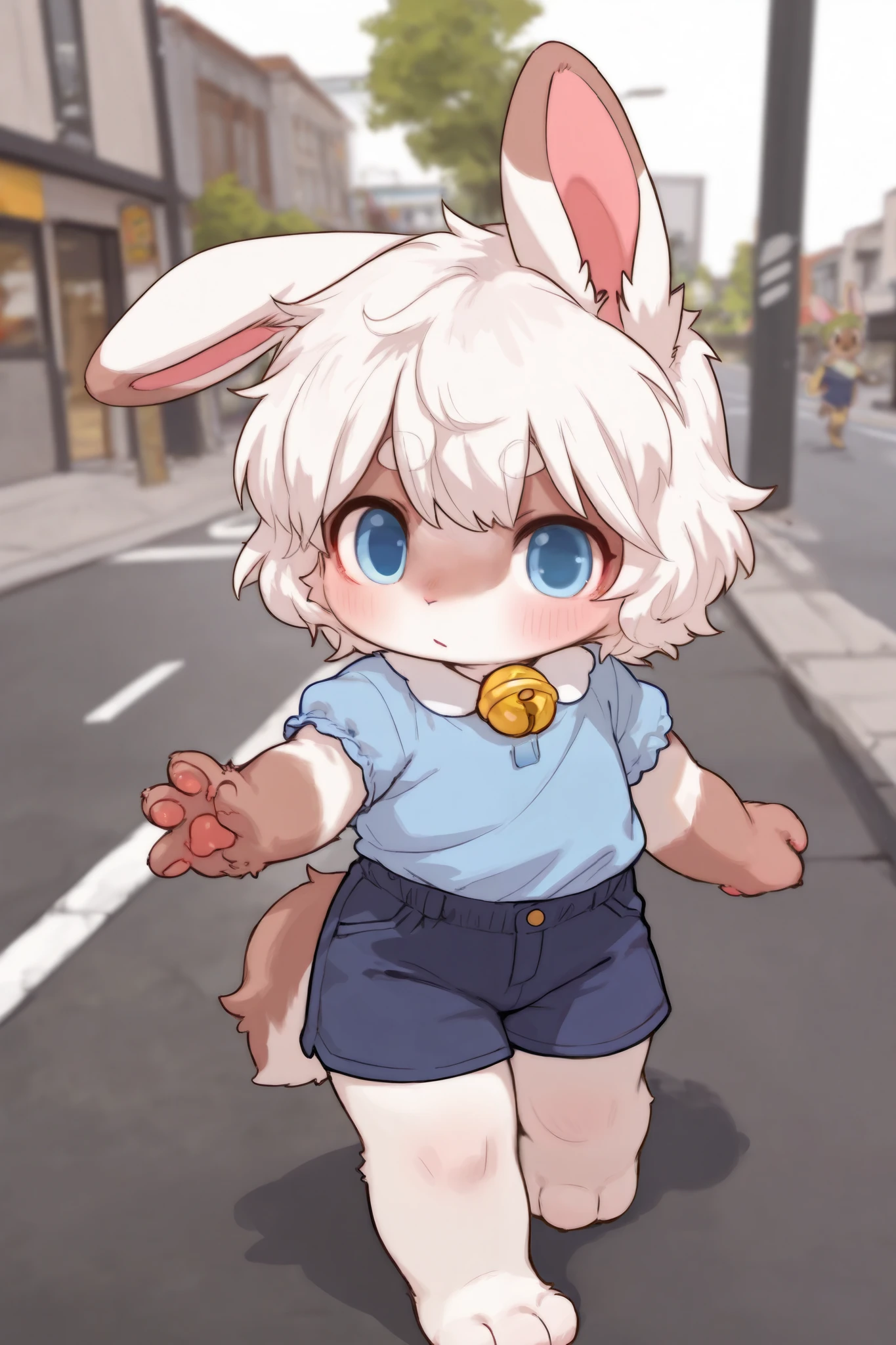 Best quality, 4K, Kemoshota, dynamic angle, kindergarten boy, mascot boy, short height boy, best quality, highres, ultra-detailed,a
realistic prompt, furry kemono boy, naked baggy translucent hood raincoat, raining, yellow rain boots, outside, 