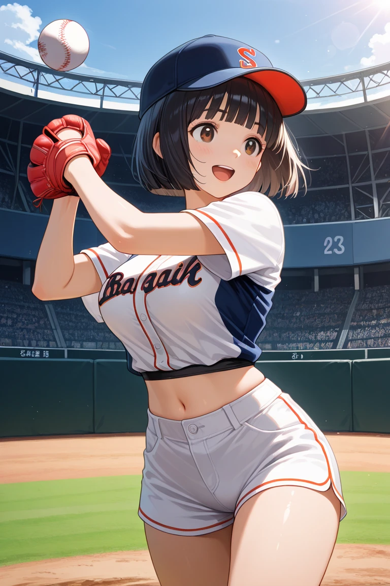 (masterpiece), (best quality), high resolution, ultra detail, photorealistic, 8K, intricate face, detailed body, detailed face, 
BREAK 
1 girl, Beautiful girl, large breasts, narrow waist, athletic body, (long wavy hair, green hair, big red eyes, tiger ears, tiger tail), 
BREAK 
Female baseball player, baseball uniform, Hanshin Tigers, ((Swinging a baseball bat:1.3)), baseball stadium, batter box, dynamic pose,