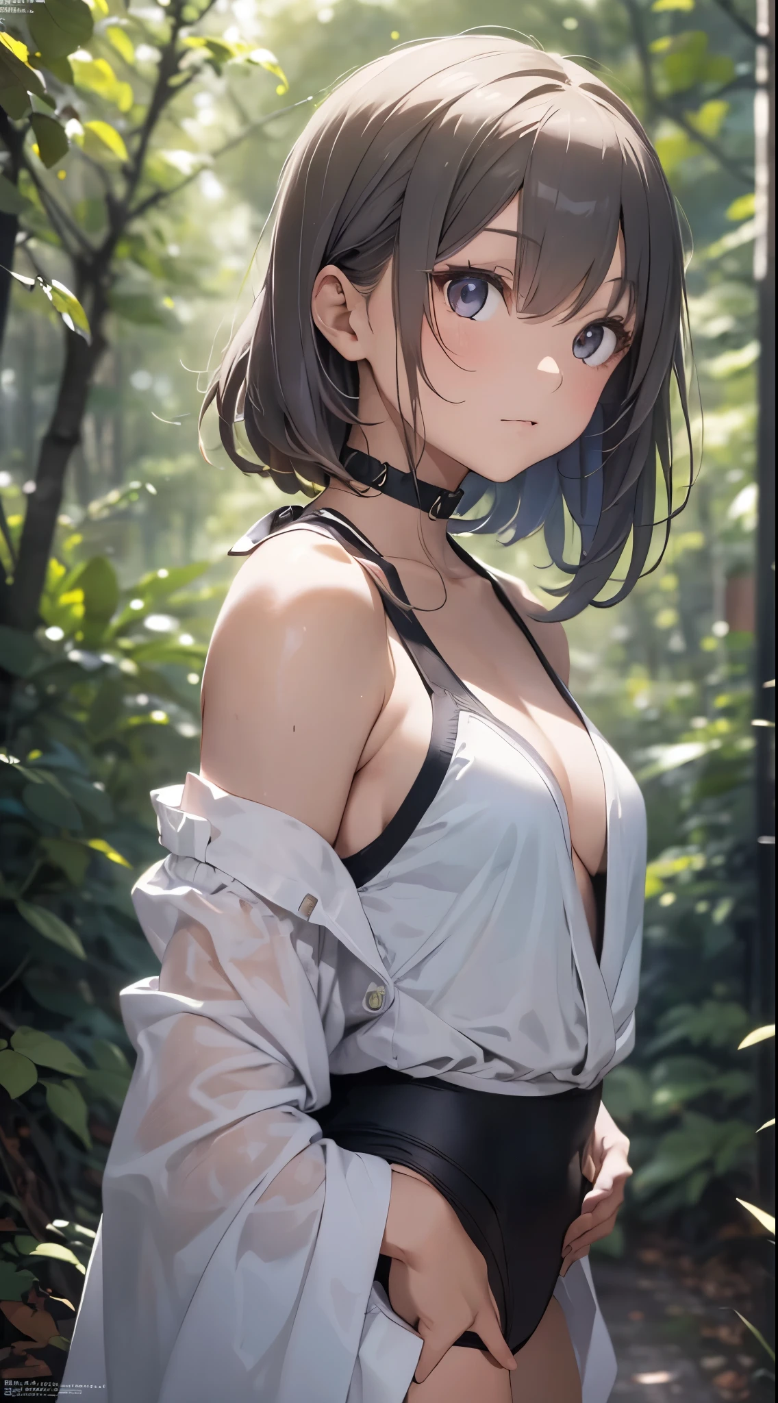masterpiece, top-quality, ighly detailed, Convoluted, 1 male, Shorthair, Smooth and beautiful skin, Looking at Viewer, Night, Accurately and beautifully depict faces and bodies, twinks, Slender body, White long sleeve shirt, tall, In the dark forest, Too beautiful face, Overgrown trees々, dark backgrounds, Realistic Trees々Depiction of, deep in the night, total darkness, Fair skin, Skin as clear as porcelain, Transparent skin, Dark
