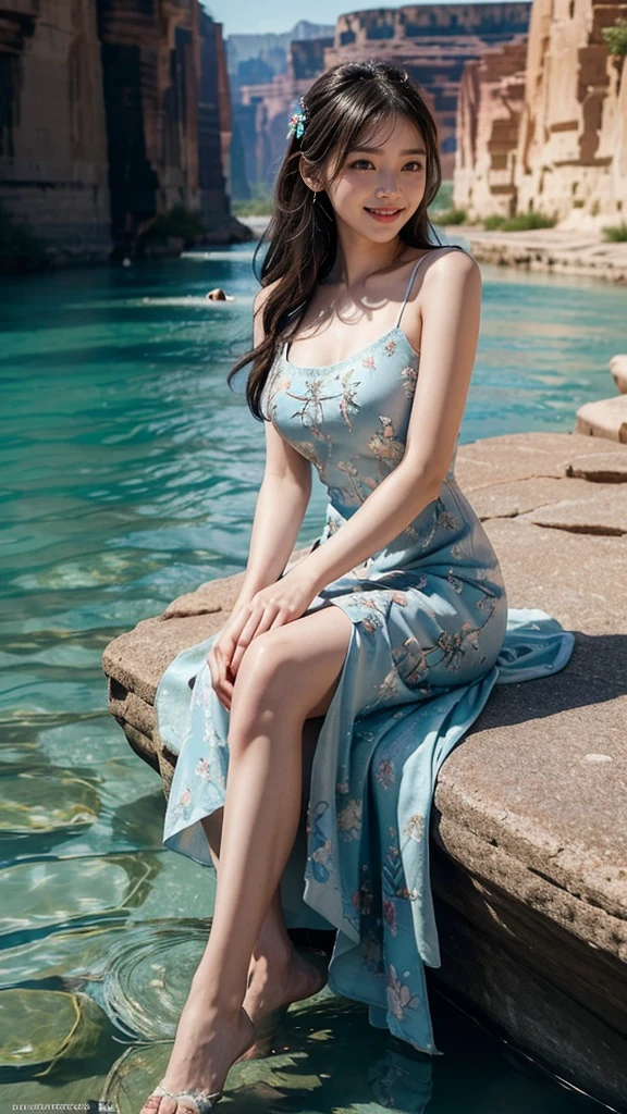 YellowLongDress,one-girl,best qualtiy,tmasterpiece,grand master,nedium breasts,overhead photography,