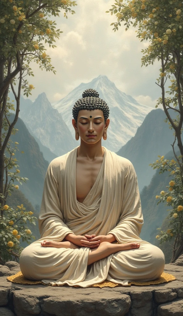 Side look gautam buddha face with monk mixable