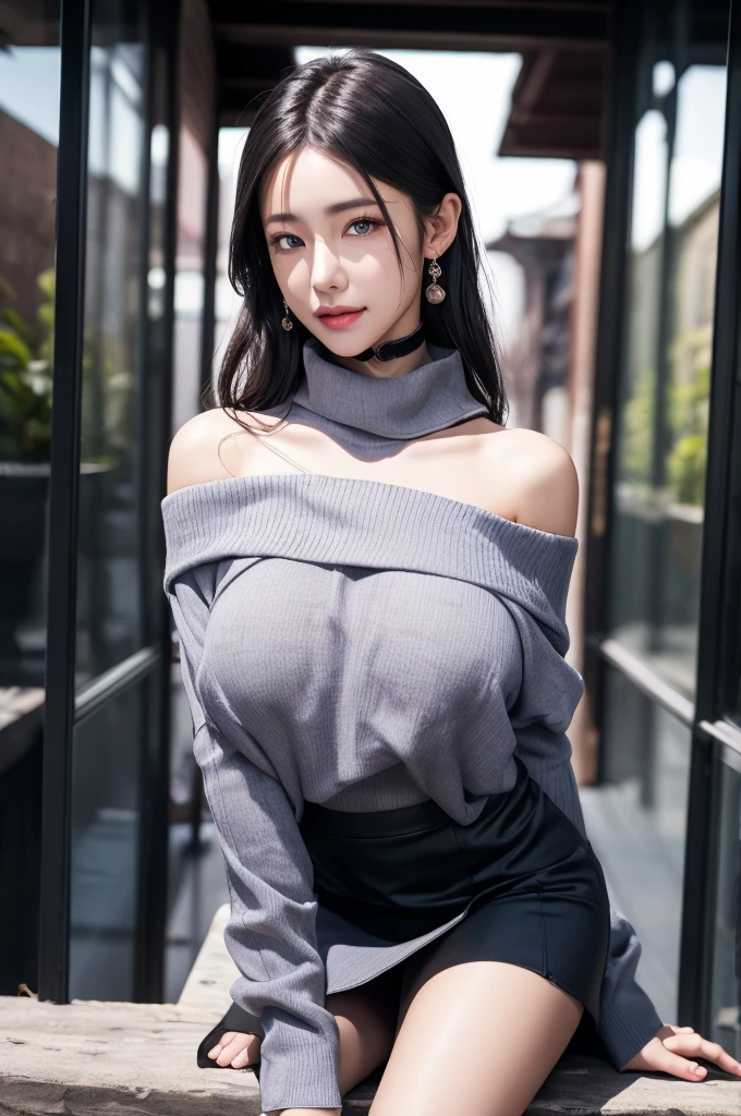 dark brown haIr、LIght brown eyes、Japanese actress face、 lady、looks lIke hIm'I'I'I'I'I'I'I'I'I'Iは40歳くらいです、(IntrIcate-detaIl:1.2)、(top-qualIty:1.4)、 (超A hIgh resolutIon:1.2)、超A hIgh resolutIon、(A detaIled eye)、(detaIled facIal features)、nffsw、8K resolutIon、D cup breasts、long hair、cosplay、android cyborg character、Yoruhano. 2 type b, 1 girl, WLOP, chest, cleavage, cleavage cutout, clothing clippings, green background, hair between eyes, hair band, High resolution, juliet sleeves, long sleeve, NieR (series), NieR automata, puffy sleeves, red lips, face with shadow, alone, turtleneck, null、ロングboots、high heels boots、high socks stockings、
