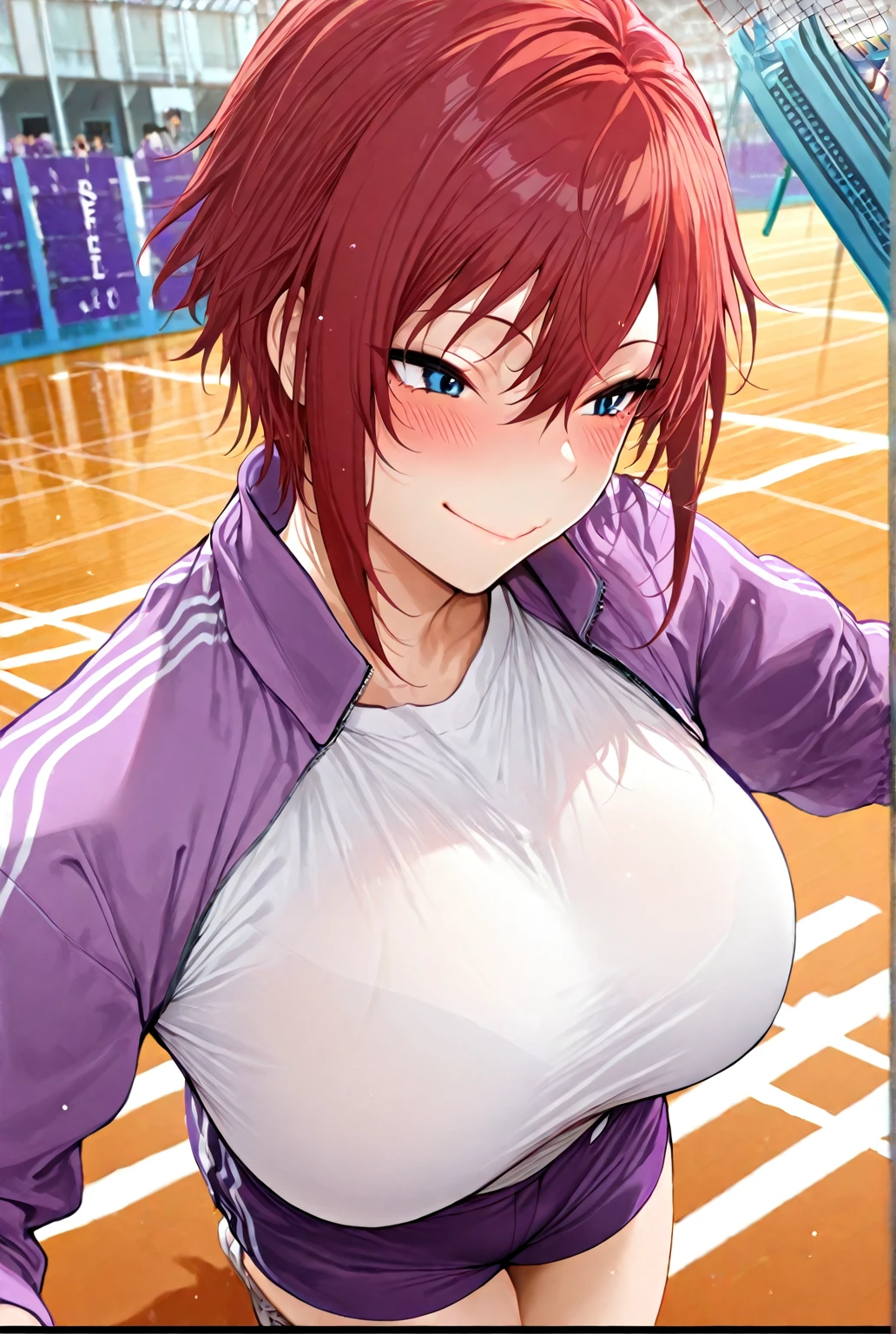 Female student taking a photo(Volley_uniform:1.Wear 3)、
Good move、4K、Super huge 、High resolution、masterpiece、Highest quality、頭w:1.3、((Hasselblad Photos))、Fine skin、Sharp focus、(Light)、clavicle、night、Soft lighting、Dynamic Angle、[:(Detailed face:1.2):0.2]、(((Inside the Volleyball field)))、Shooting from behind、Sweaty、、A nasty smile、turn around、A shirt soaked with sweat、Big Ass、blush、Sweaty、Hot Breath、Big dick