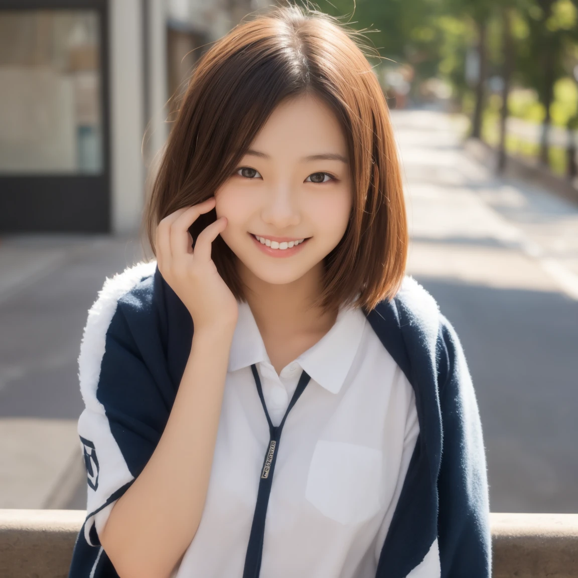 neat college girl　20 years old　Japanese　pictures　cute　smile　short hair