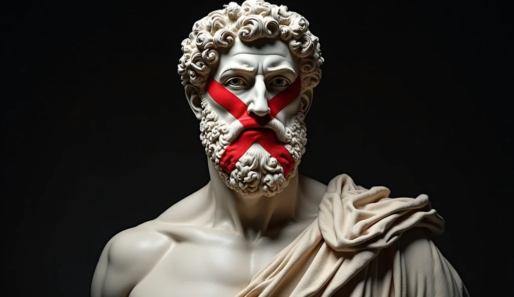 Alexander statue chewing bubblegum
with his jacked body
image has a baby pink plain background