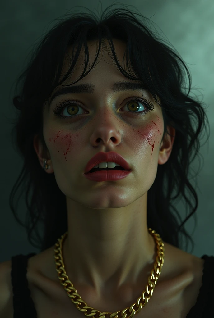 sad female cyberpunk, crying, paiting, rain, cyberpunk city