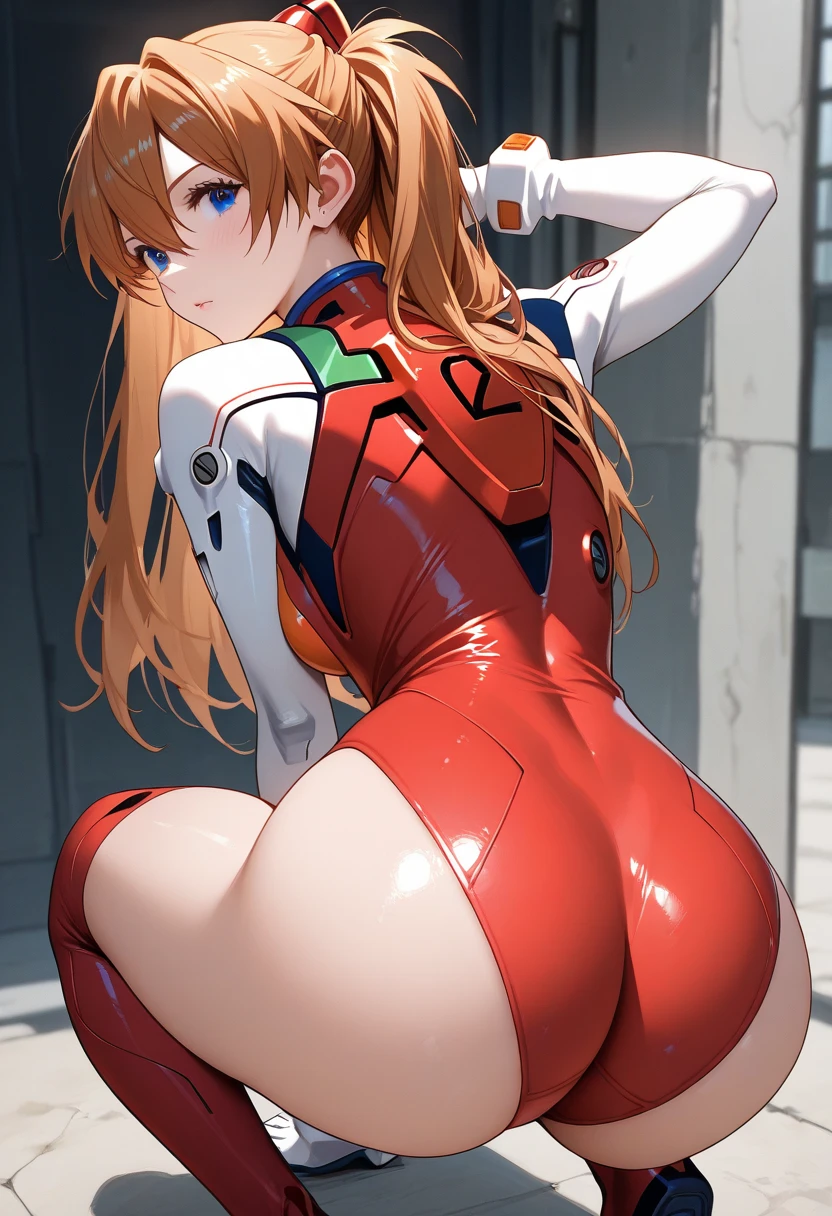 Completely naked, leaning over, Climax, get excstacy, no clothes, masterpiece, very short pigtails,brown hair, Hair tie with two big red clothespins, mature, Female robot, android, joint seam, blue eyes, full body figure, Height: 160cm, flushed cheeks, 2020s anime picture, ball joint, missionary angle, joy, A big smile, jump　A beautiful robot with short brown hair in two short pigtails held up by two large red clothespins.　25 years old　2020s anime picture　blue eyes　Uplifting, No NSFW, whole body, spread legs, Brown short boots